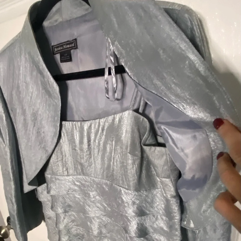 Jessica Howard Stunning Silver Dress with jacket 12P - Picture 4 of 10